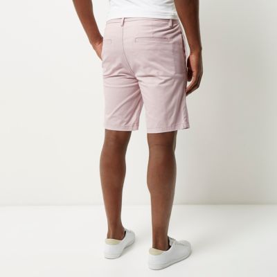Pink slim fit chino shorts